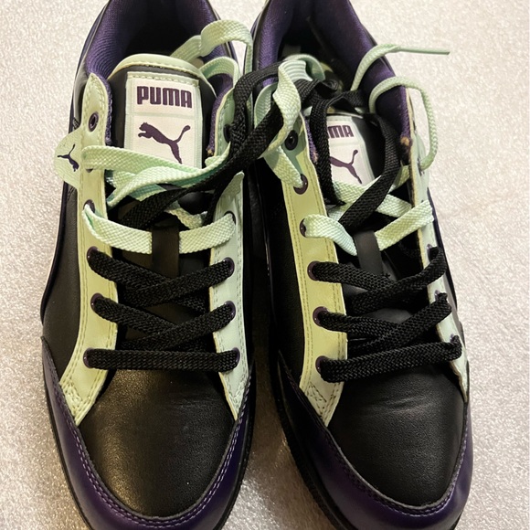 NEW Puma Women’s Sport Lifestyle Sneaker size 8.5 Black/White/Purple and Green - Picture 7 of 9
